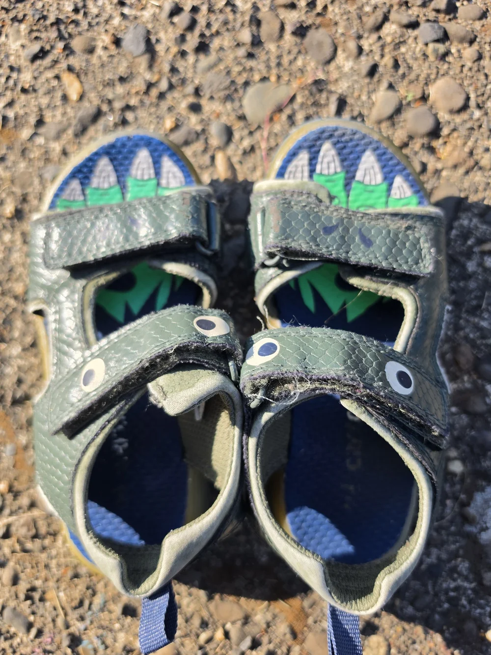 Carter's Green Monster Velcro Sandals with Blue Accents